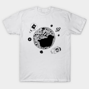 Coffee planet and space cats T-Shirt